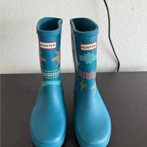 Hunter Teal Graphic Rain Boots
